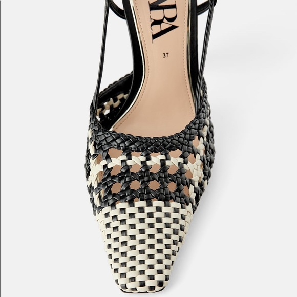 Zara Braided High Square Heel Shoes Houndstooth - Picture 5 of 8